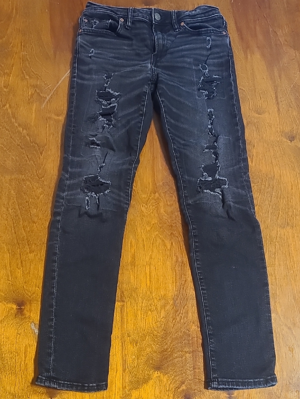American Eagle Outfitters Black Distressed Skinny Jeans